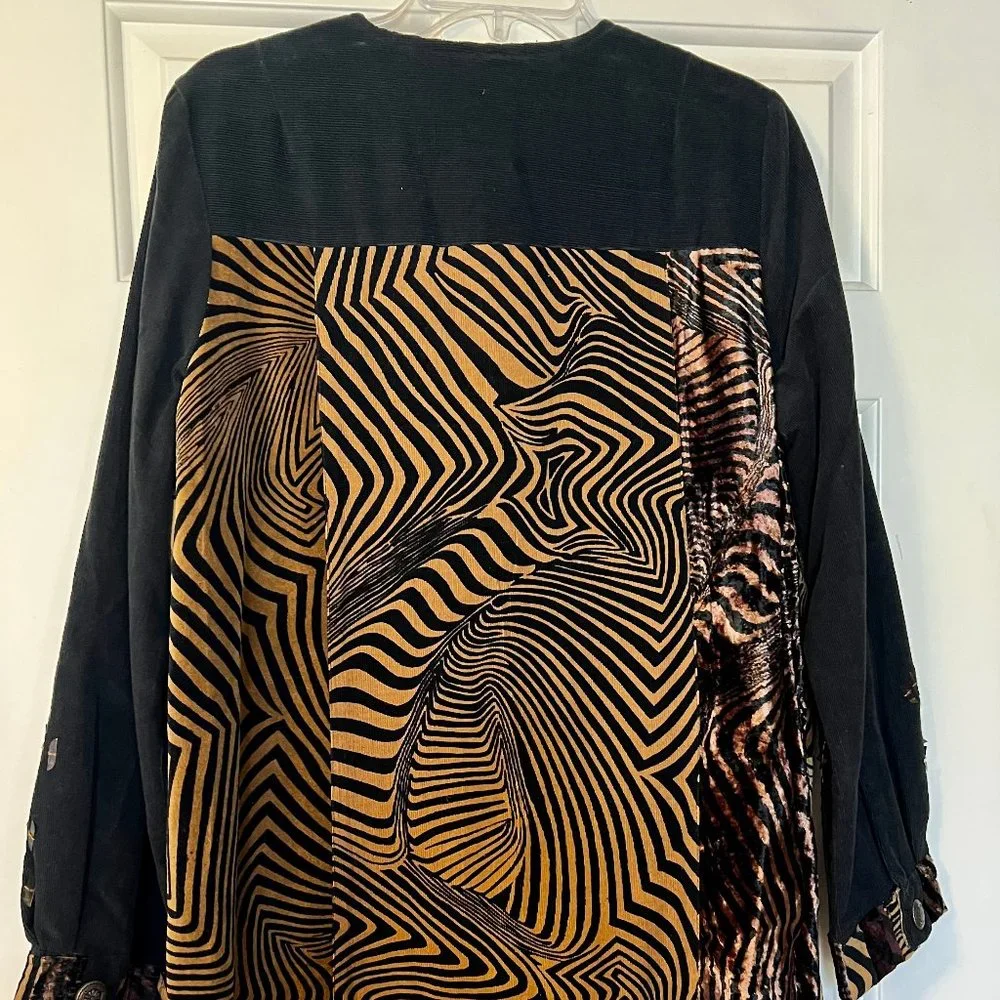 NWT Sandy Starkman Rare Vintage Animal Jacket Duster Boho Chic Embellished M - Picture 9 of 9